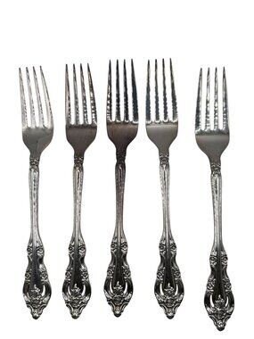 Oneida Silver Artistry Silverplate Dinner Forks Set Of 5 Vintage 1965 Elegant Fl